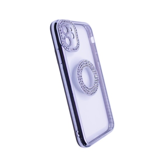 Capa de Silicone Suave com Design de Diamante para Apple iPhone 11 Prata